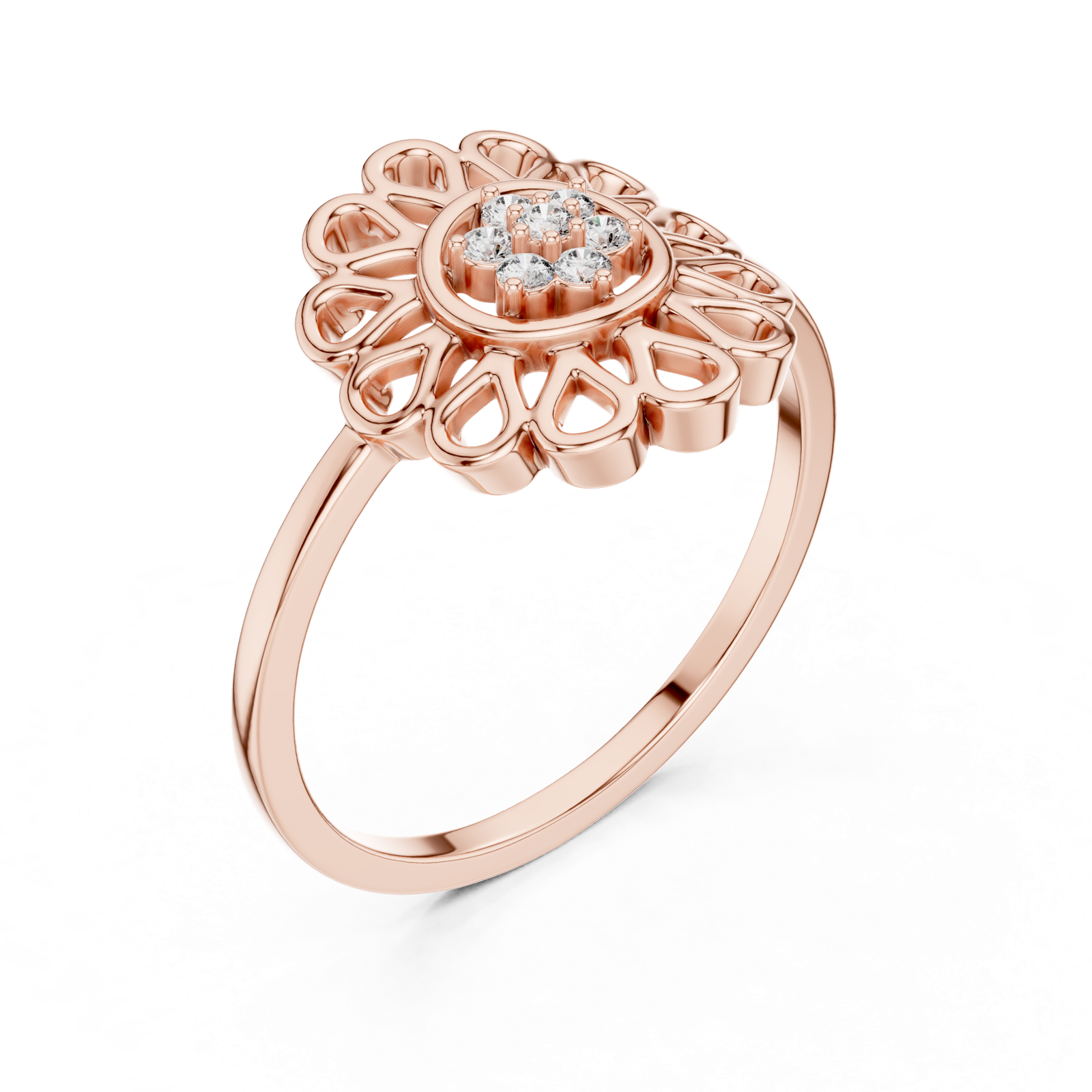 Gold Ring DR-6252, Rose Gold, view 2