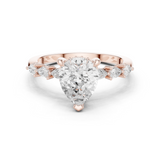 Gold Ring, Pear center stone, Rose Gold