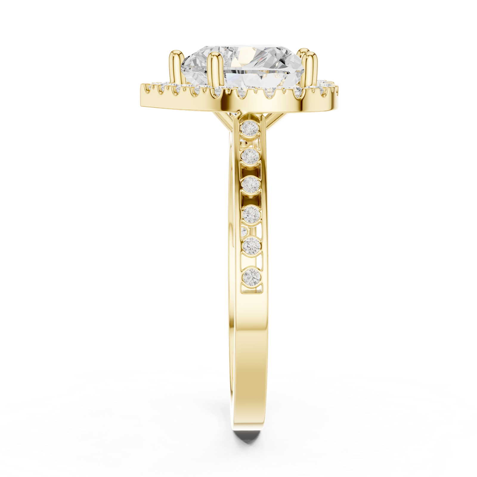 Gold Ring DDLR-349, Heart center stone, Yellow Gold, view 3