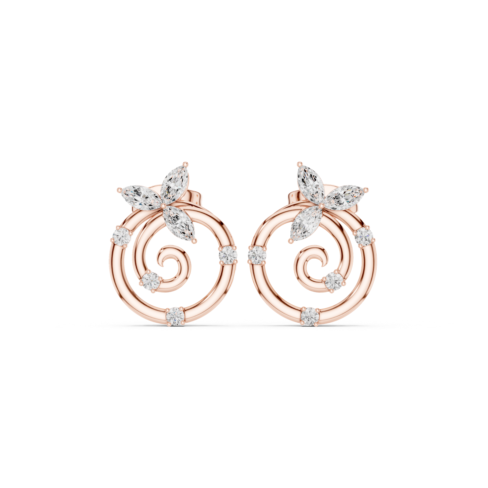Gold Earrings Earring, Rose Gold, view 4