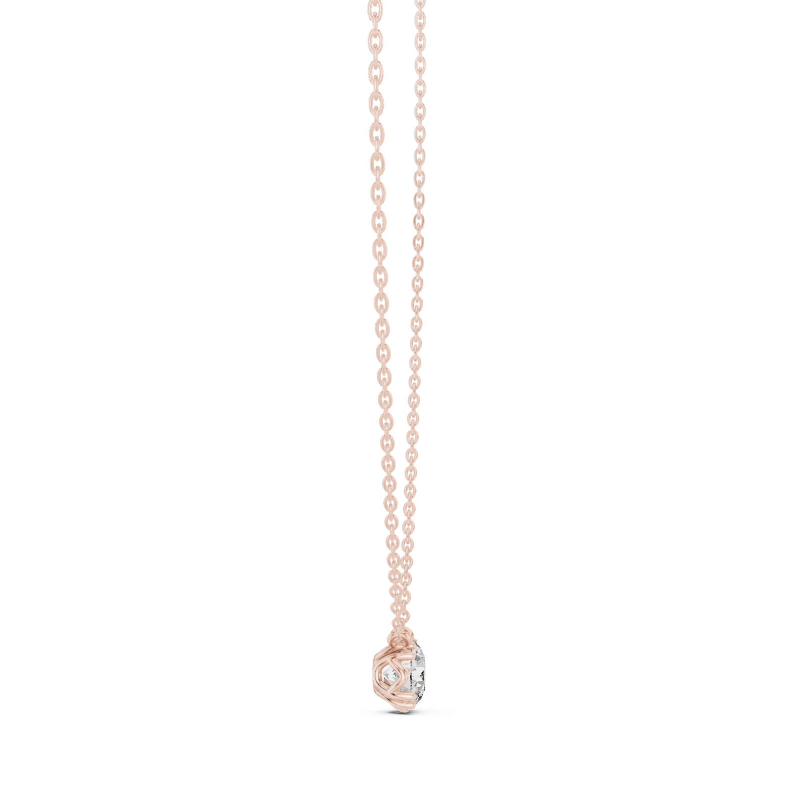 14K Solid Gold Lab Diamond Solitaire Pendant Necklace, Rose Gold, view 3