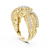 14K Solid Gold Lab Diamond Halo Ring, Yellow Gold, view 1
