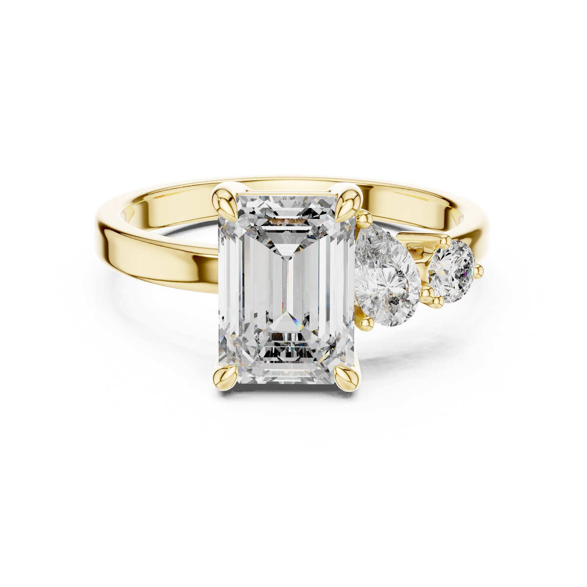 14K Solid Gold Lab Diamond Solitaire Ring, Yellow Gold