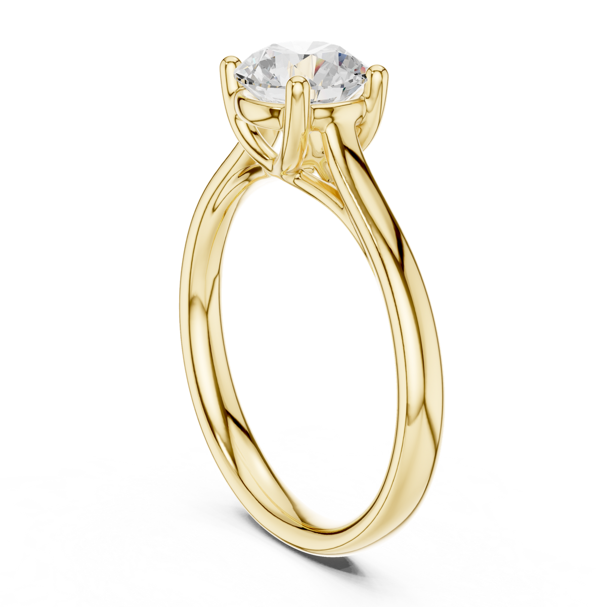 14K Solid Gold Lab Diamond Solitaire Ring, Yellow Gold, view 1