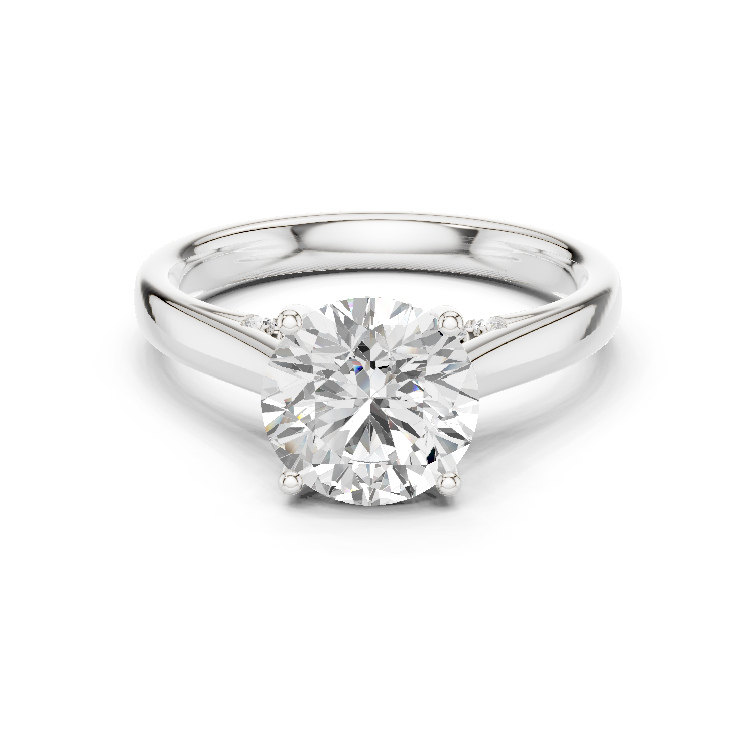 Gold Jewelry L36-18, Round center stone, White Gold