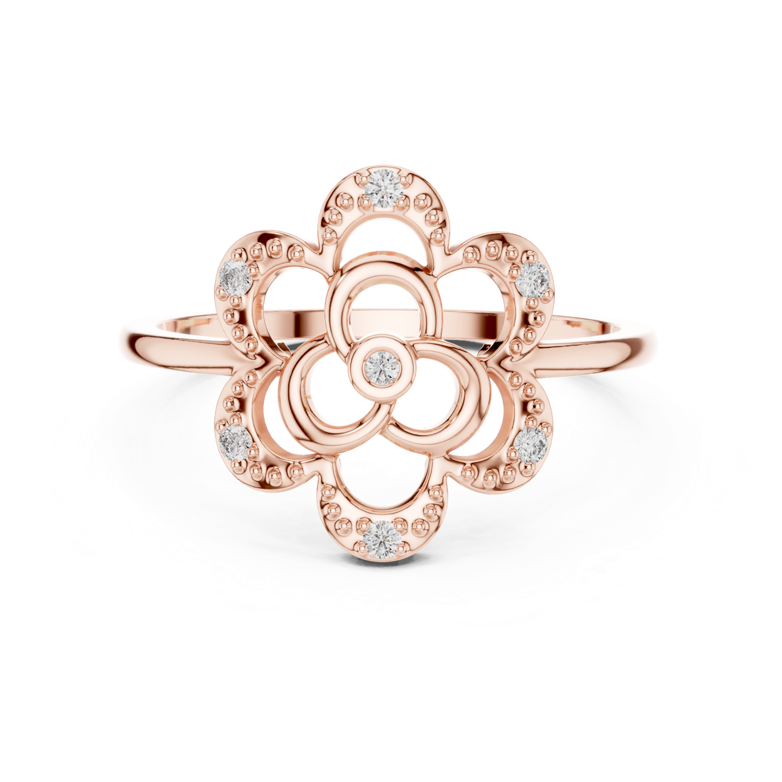 Gold Ring DR-6255, Rose Gold, view 4