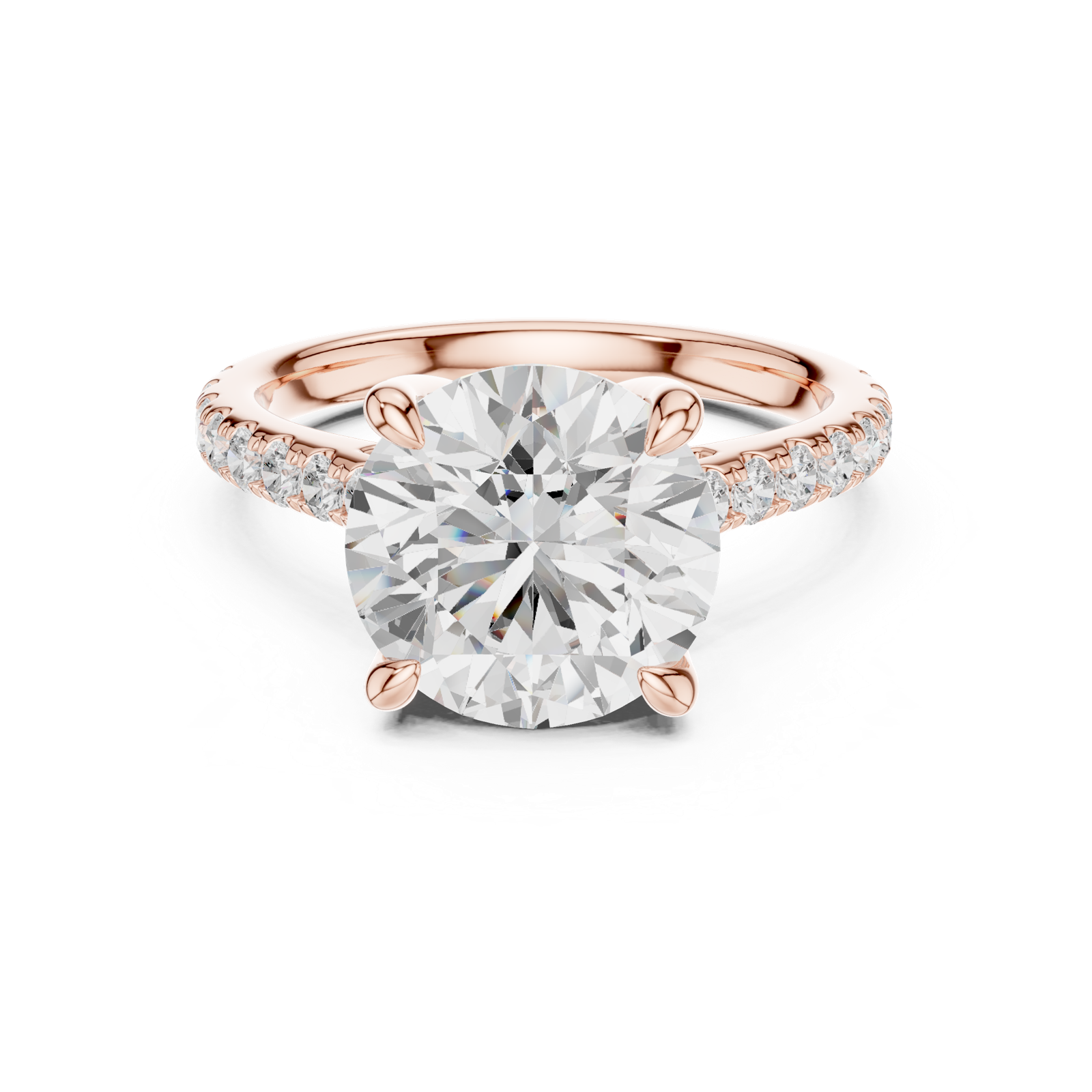 Gold Ring DDLR-250, Round center stone, Rose Gold, view 4
