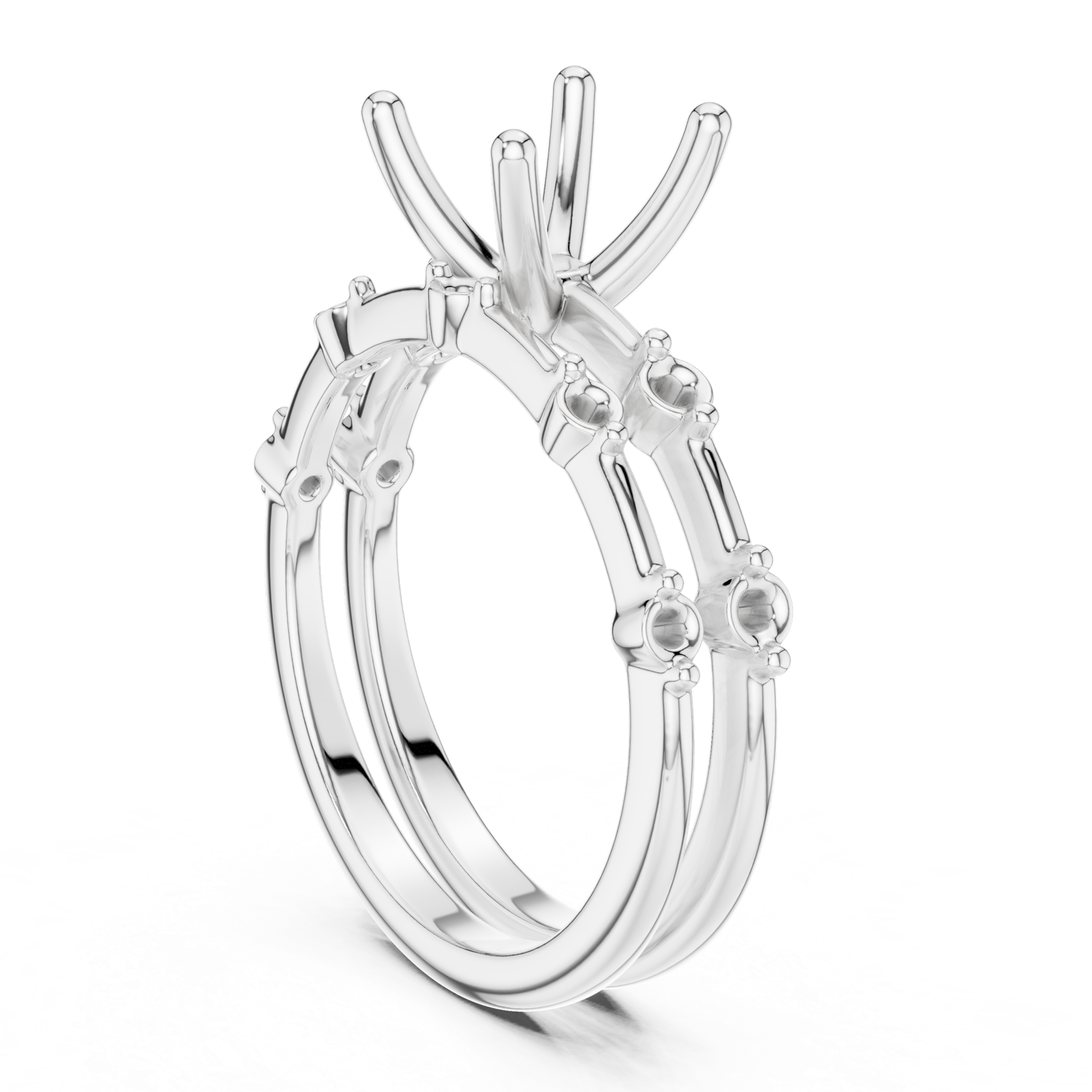 Gold Ring DDLR-441, Cushion center stone, White Gold, view 1
