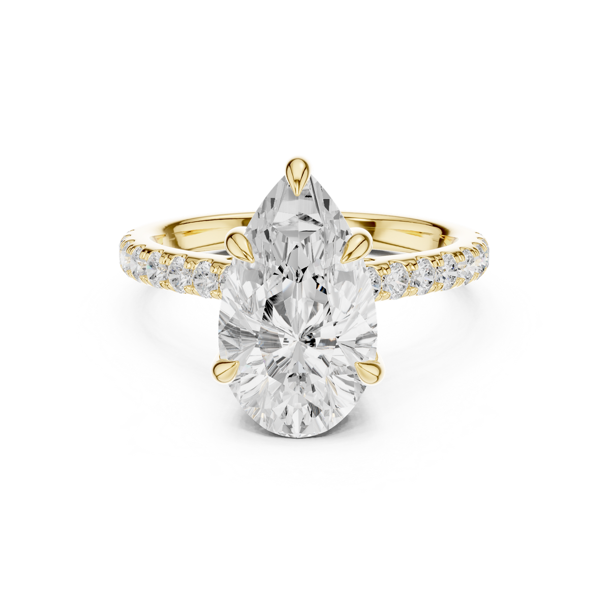 14K Solid Gold Lab Diamond Solitaire Ring, Yellow Gold