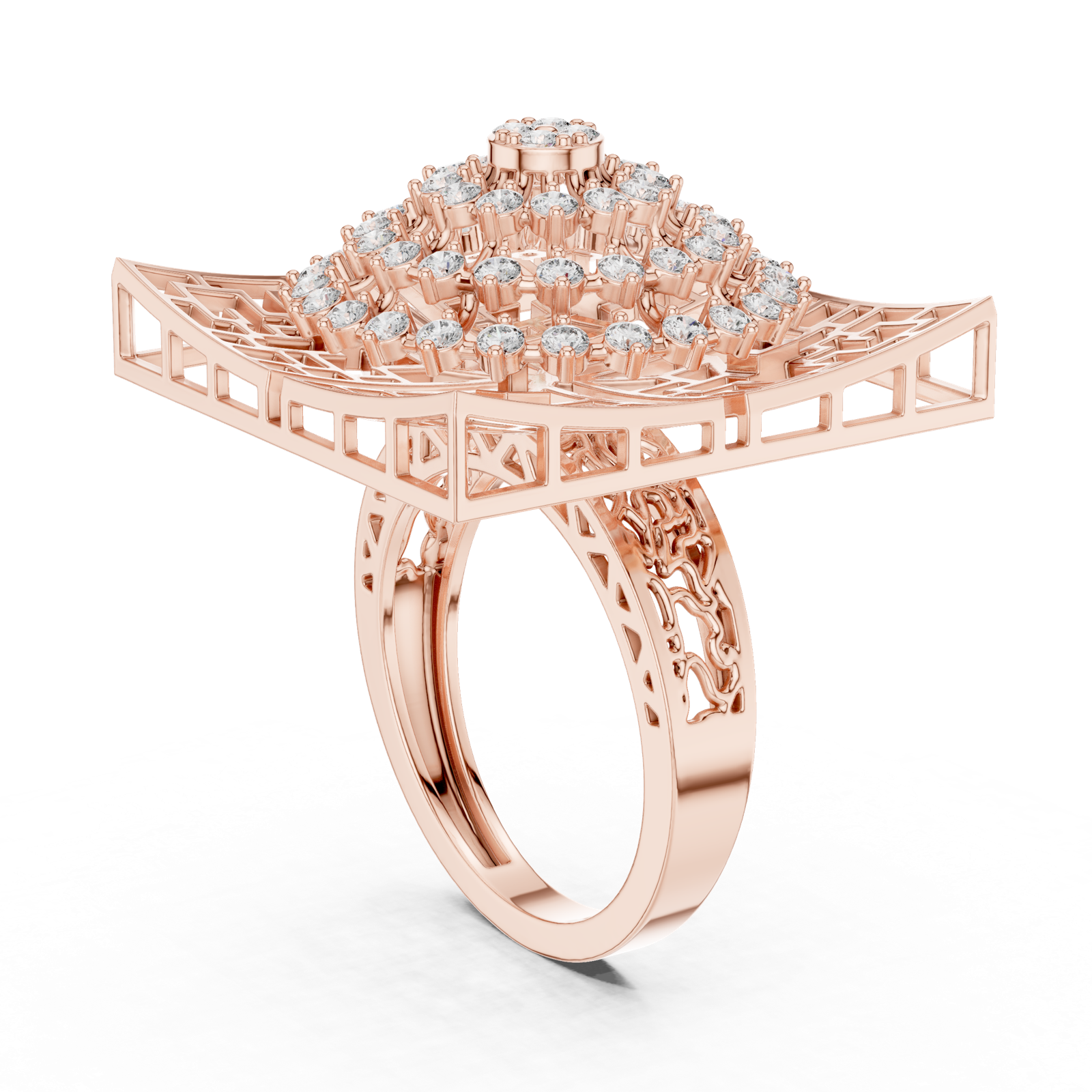14K Solid Gold Lab Diamond Signet Ring, Rose Gold, view 1