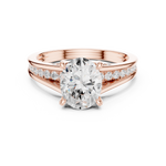 Gold Ring, Oval center stone, Rose Gold, view 4