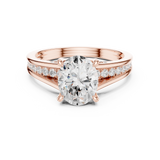 Gold Ring, Oval center stone, Rose Gold, view 4
