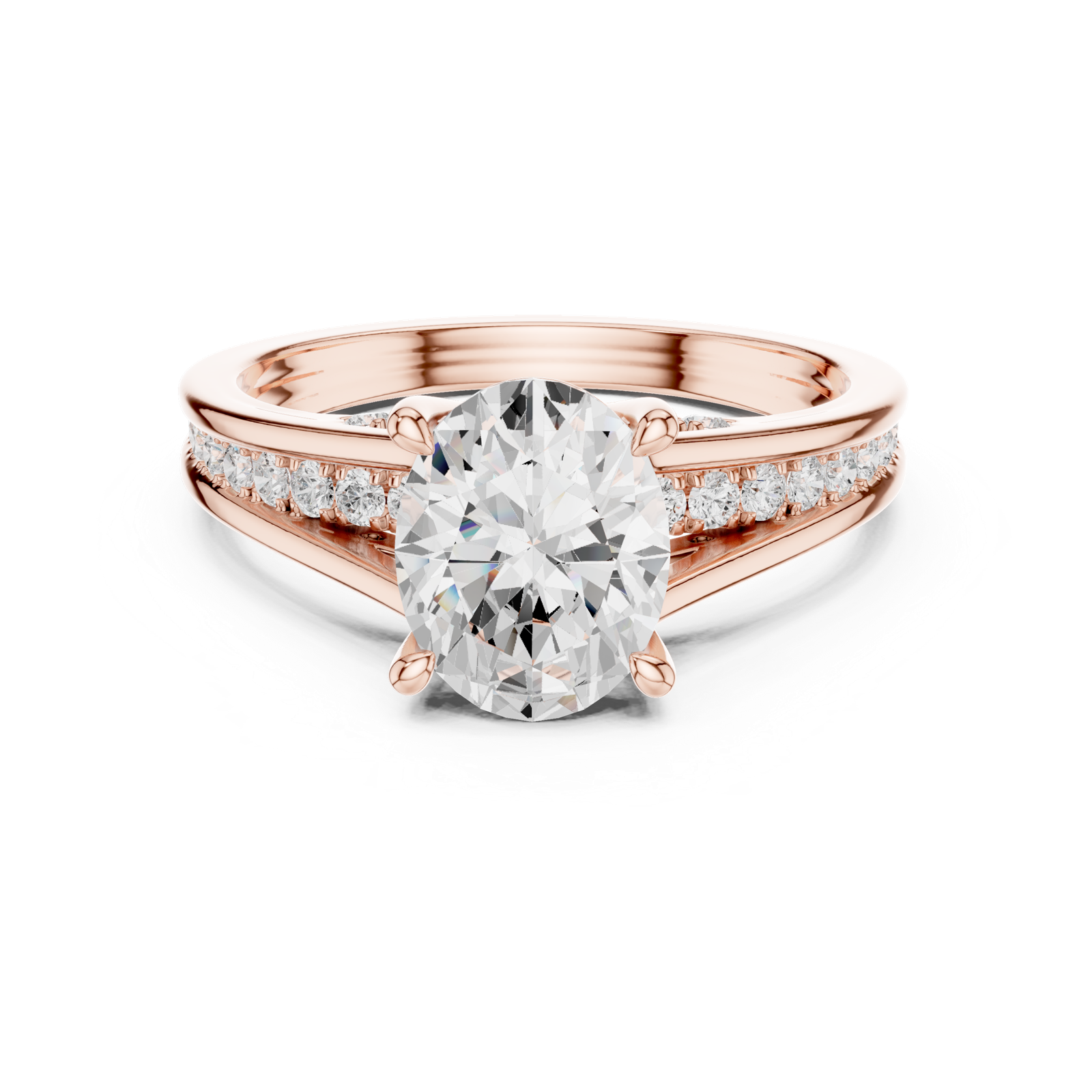 Gold Ring, Oval center stone, Rose Gold, view 4