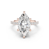 Gold Ring DDLR-250, Marquise center stone, Rose Gold