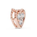 14K Solid Gold Lab Diamond Heart Pendant Necklace, Rose Gold, view 3