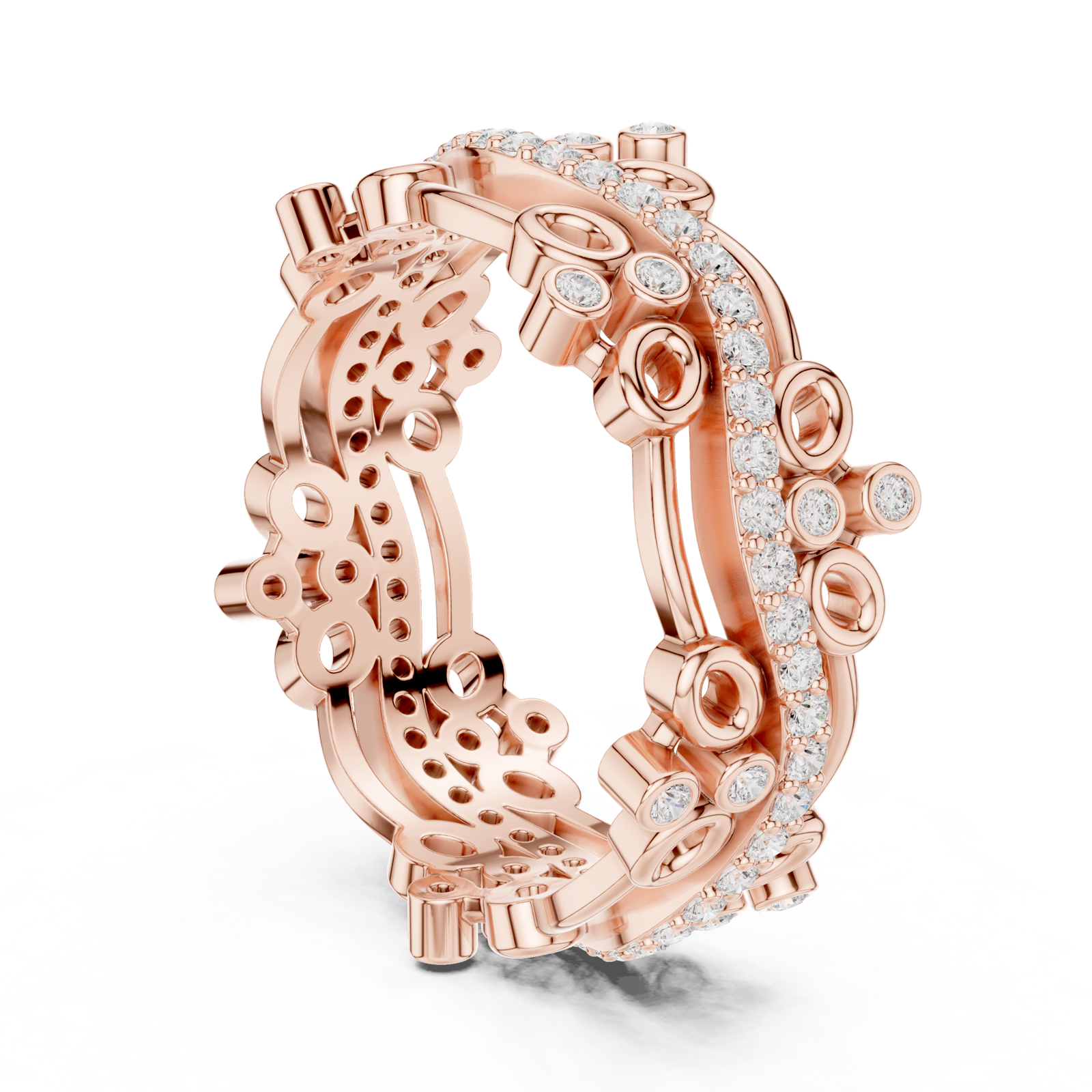 Gold Ring R44, Rose Gold, view 1