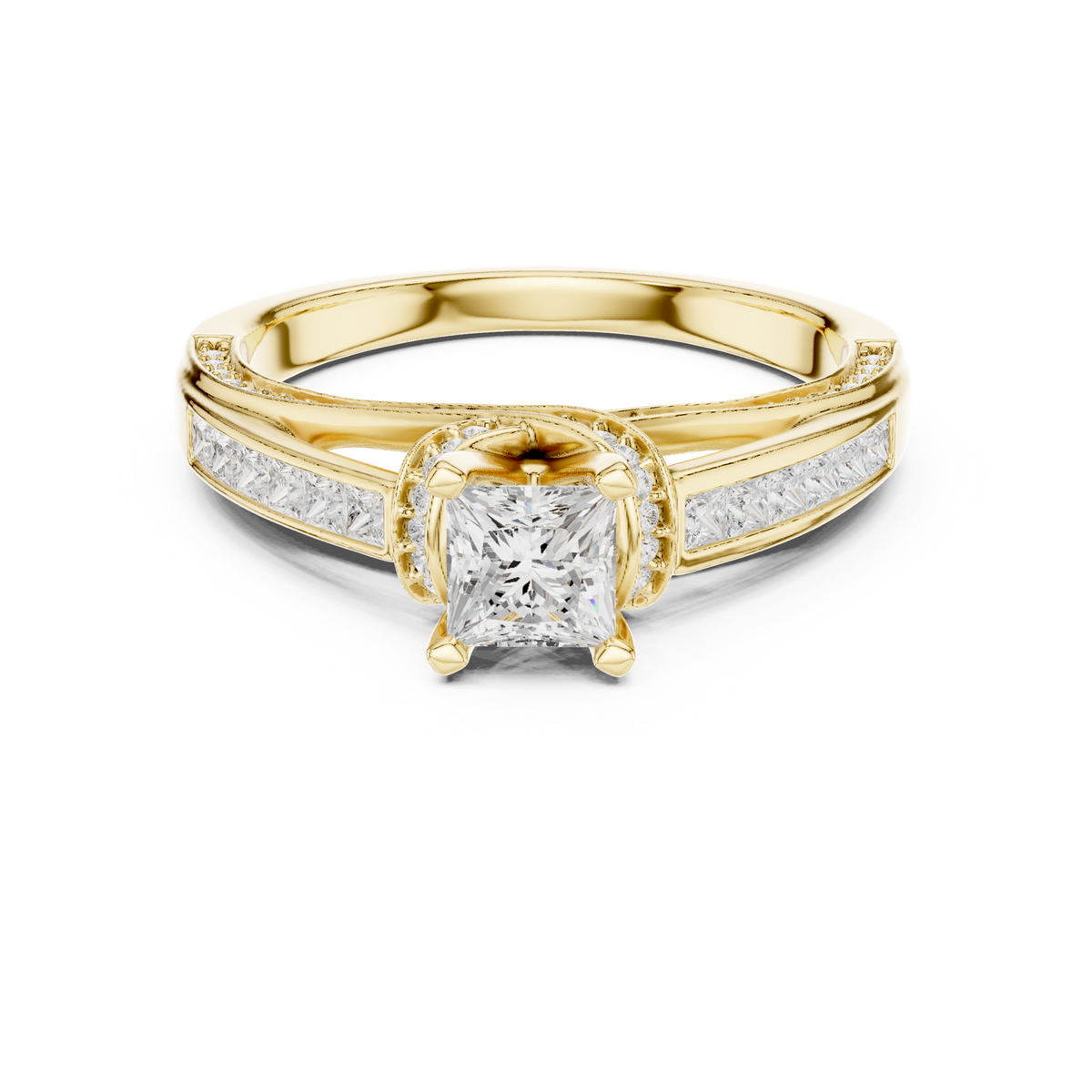 14K Solid Gold Lab Diamond Solitaire Ring, Yellow Gold