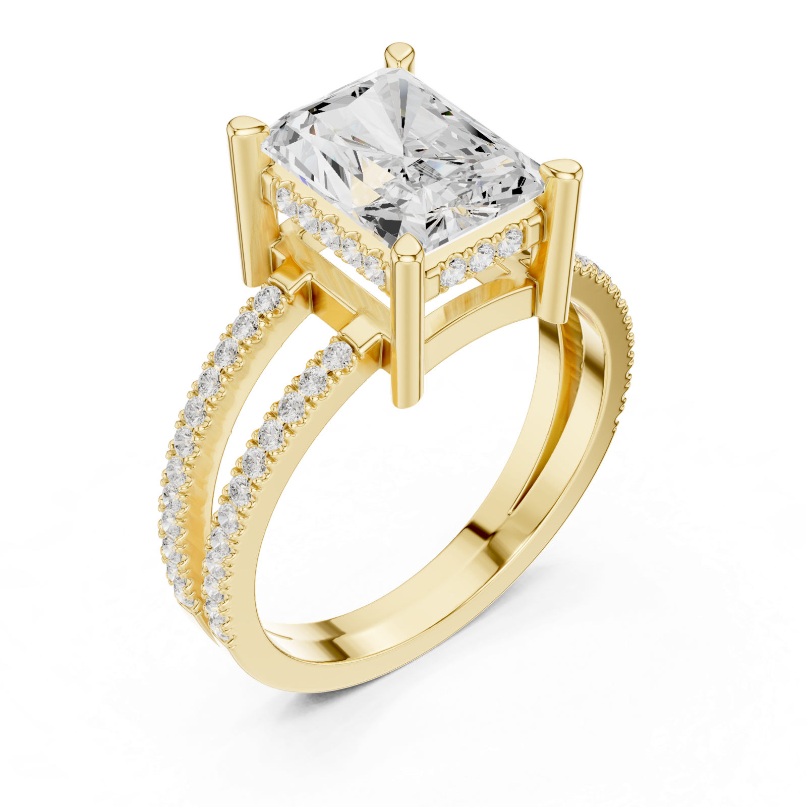 Gold Jewelry L36-13, Radiant center stone, Yellow Gold, view 2
