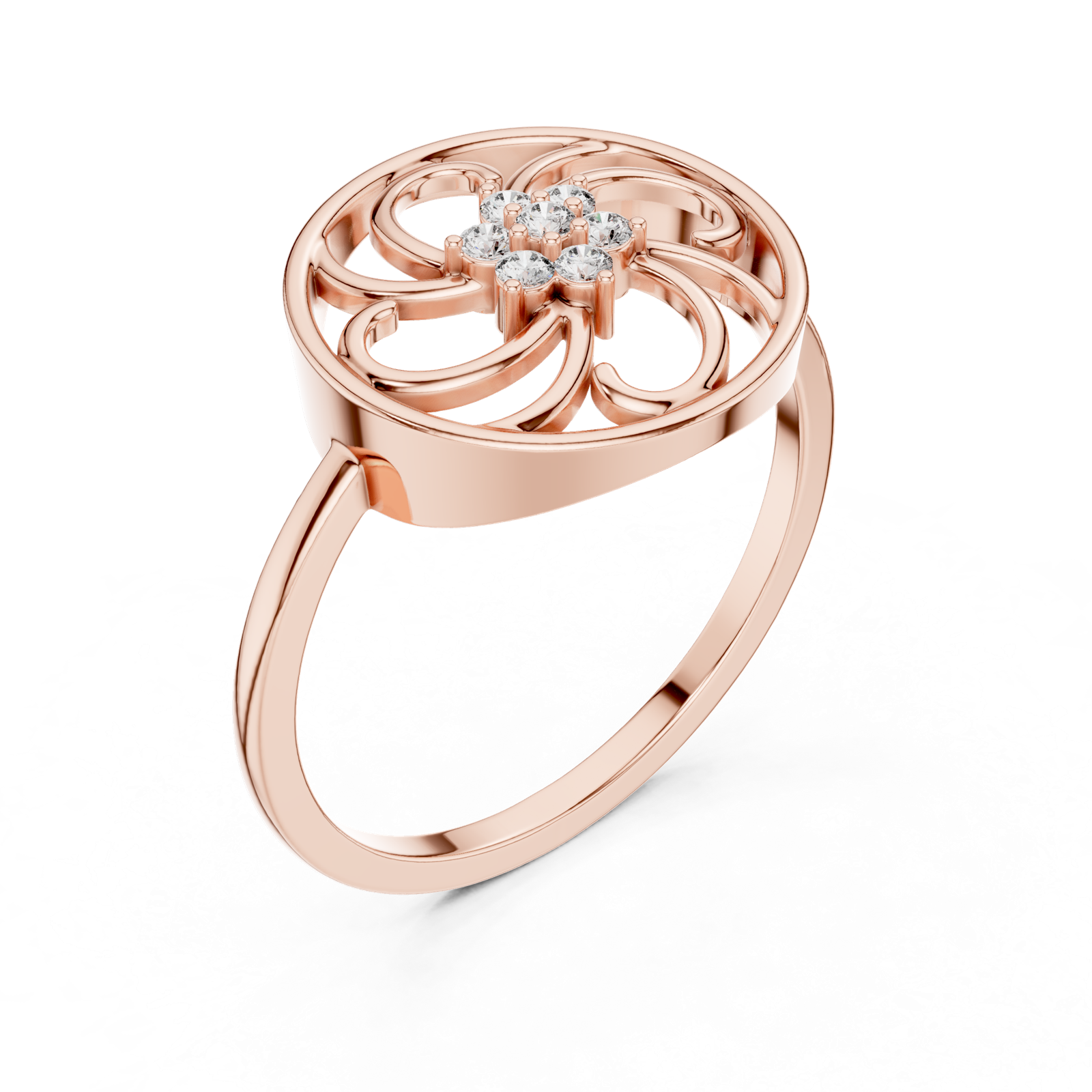 Gold Ring DR-6231, Rose Gold, view 2