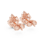 14K Solid Gold Lab Diamond Cluster Earrings, Rose Gold, view 3