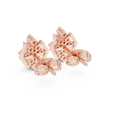 14K Solid Gold Lab Diamond Cluster Earrings, Rose Gold, view 3