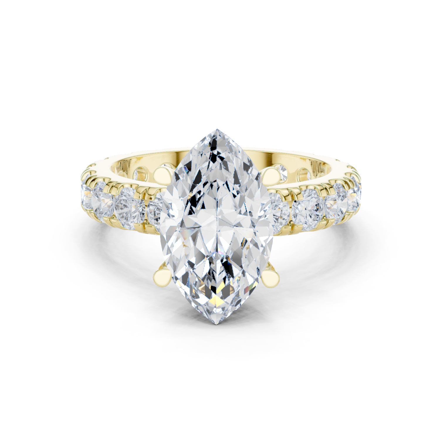 Gold Jewelry L35-63, Marquise center stone, Yellow Gold