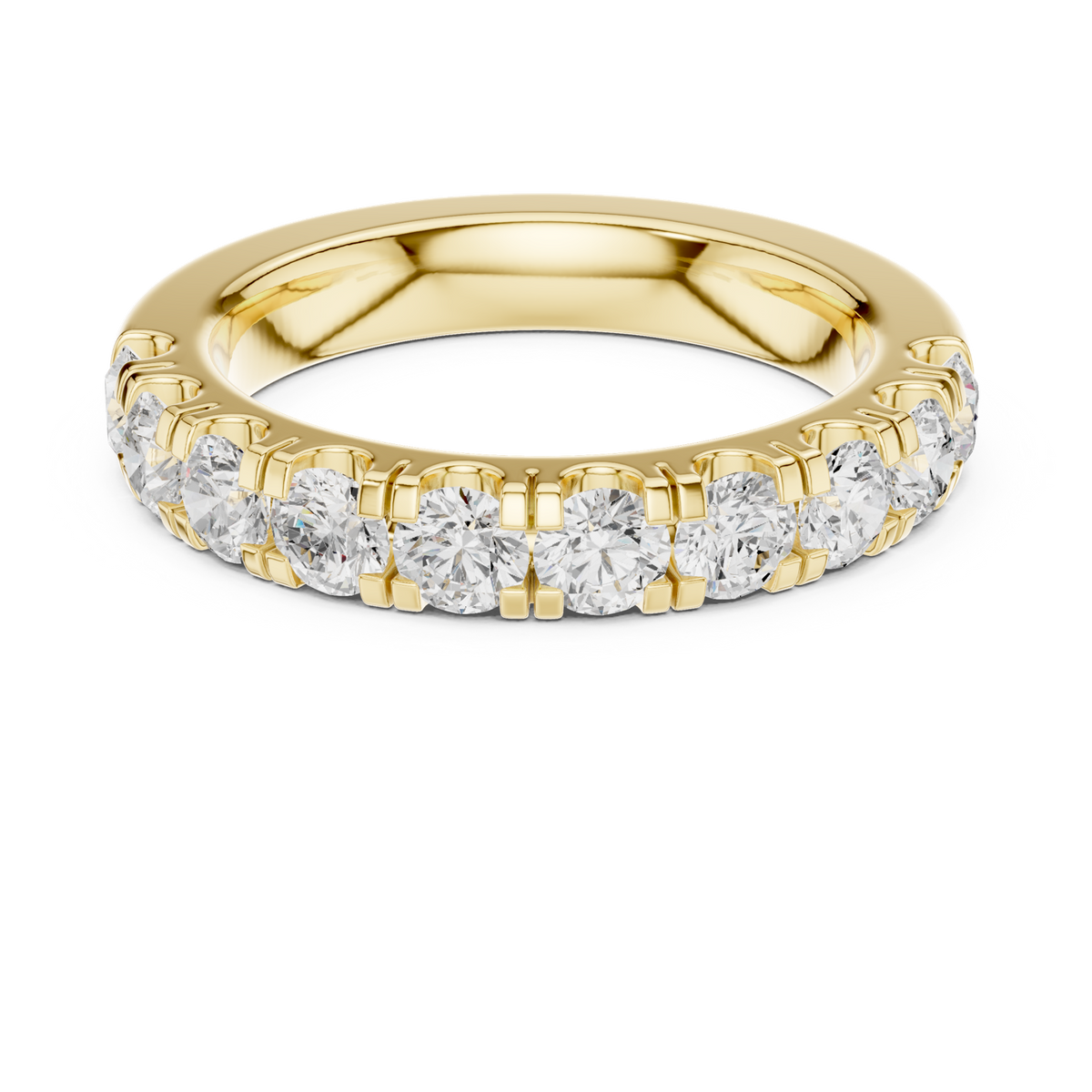 14K Solid Gold Lab Diamond Eternity Ring, Yellow Gold