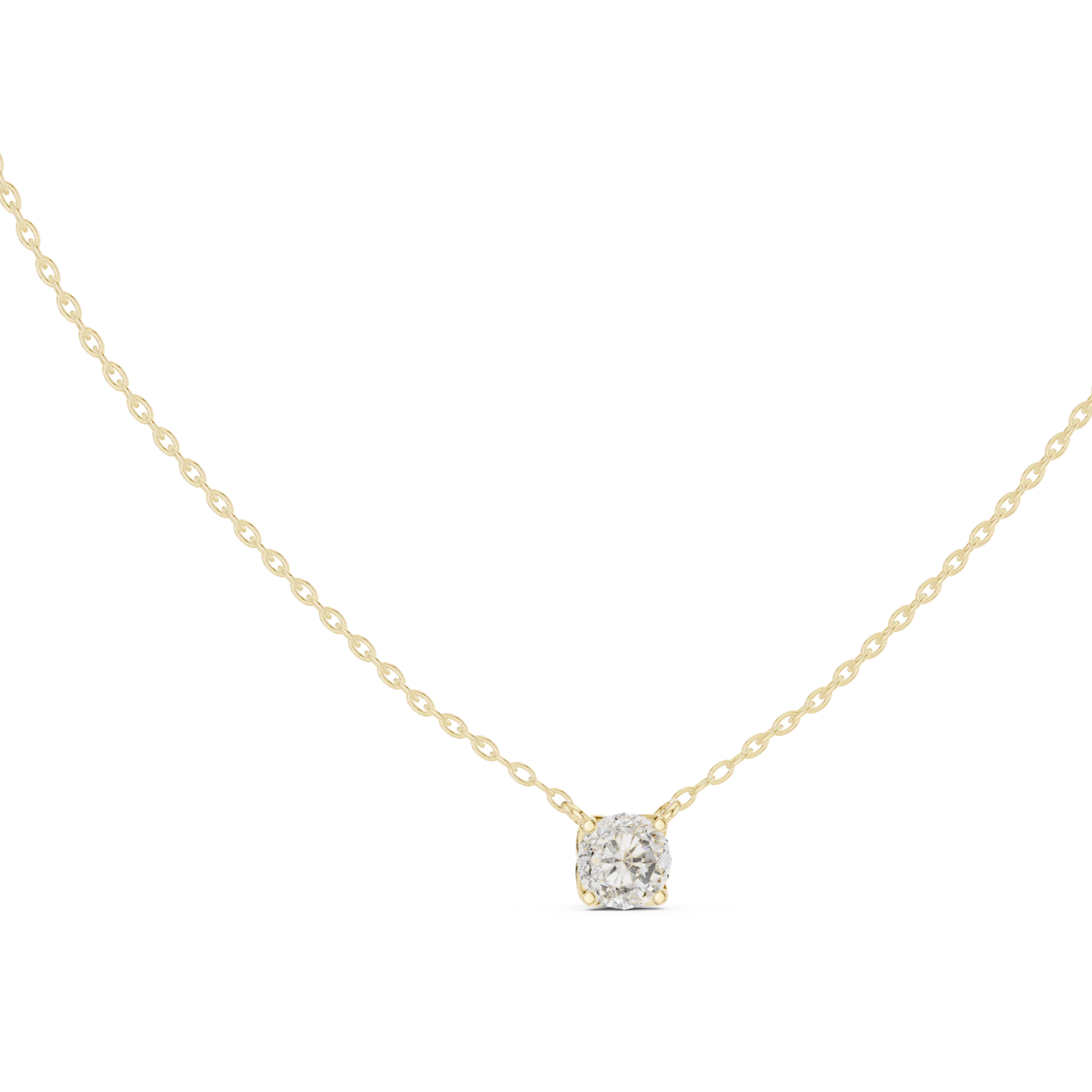 14K Solid Gold Lab Diamond Solitaire Pendant Necklace, Yellow Gold, view 1