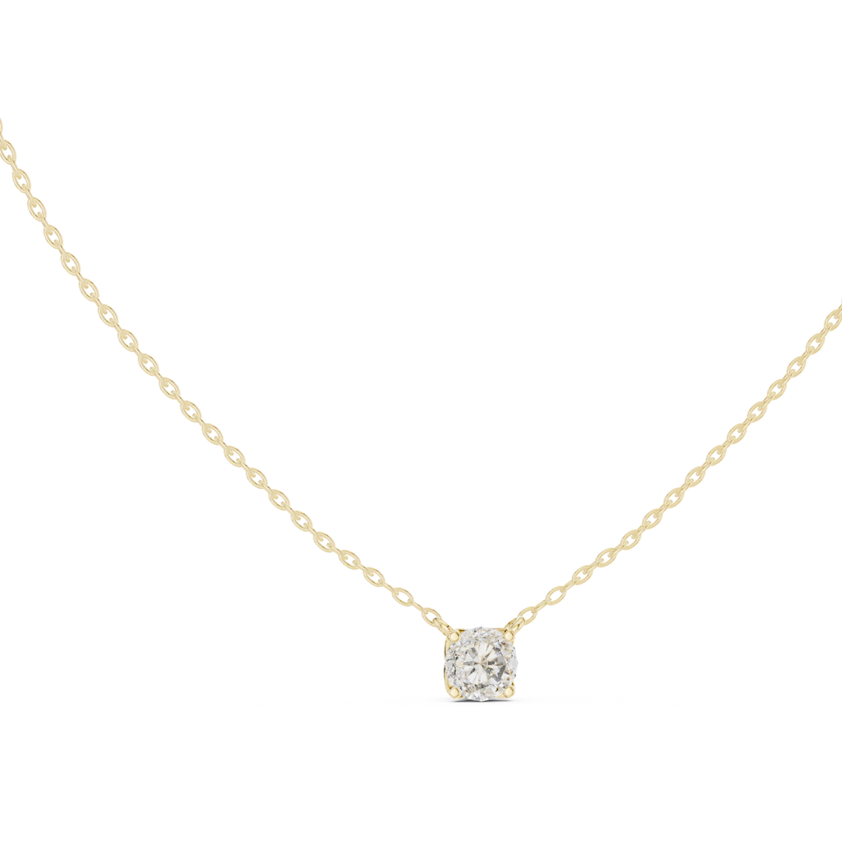 14K Solid Gold Lab Diamond Solitaire Pendant Necklace, Yellow Gold, view 1