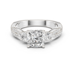 Gold Ring, Cushion center stone, White Gold