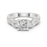 Gold Ring, Cushion center stone, White Gold