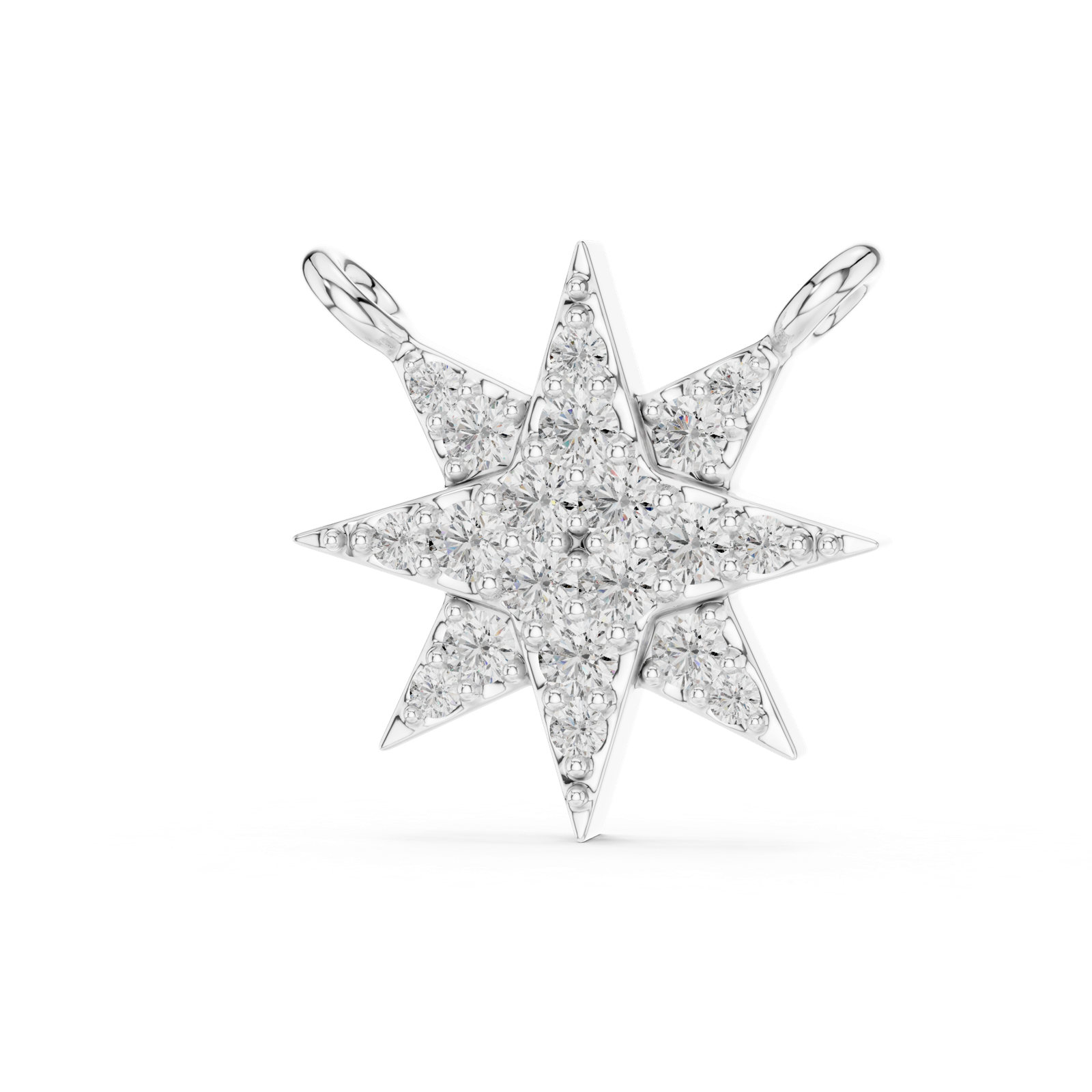 14K Solid Gold Lab Diamond Star Pendant Necklace, White Gold, view 2