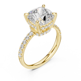 Gold Ring, Cushion center stone, Yellow Gold, view 2