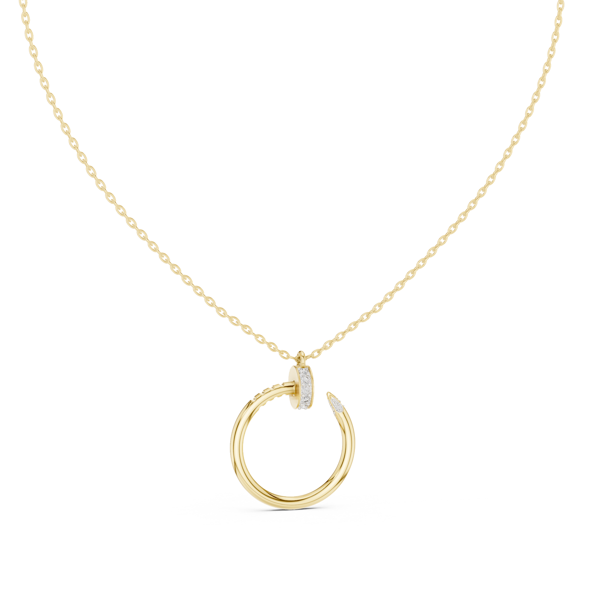 14K Solid Gold Lab Diamond Pendant Necklace, Yellow Gold