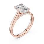 Gold Jewelry, Emerald center stone, Rose Gold, view 2