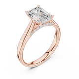 Gold Jewelry, Emerald center stone, Rose Gold, view 2