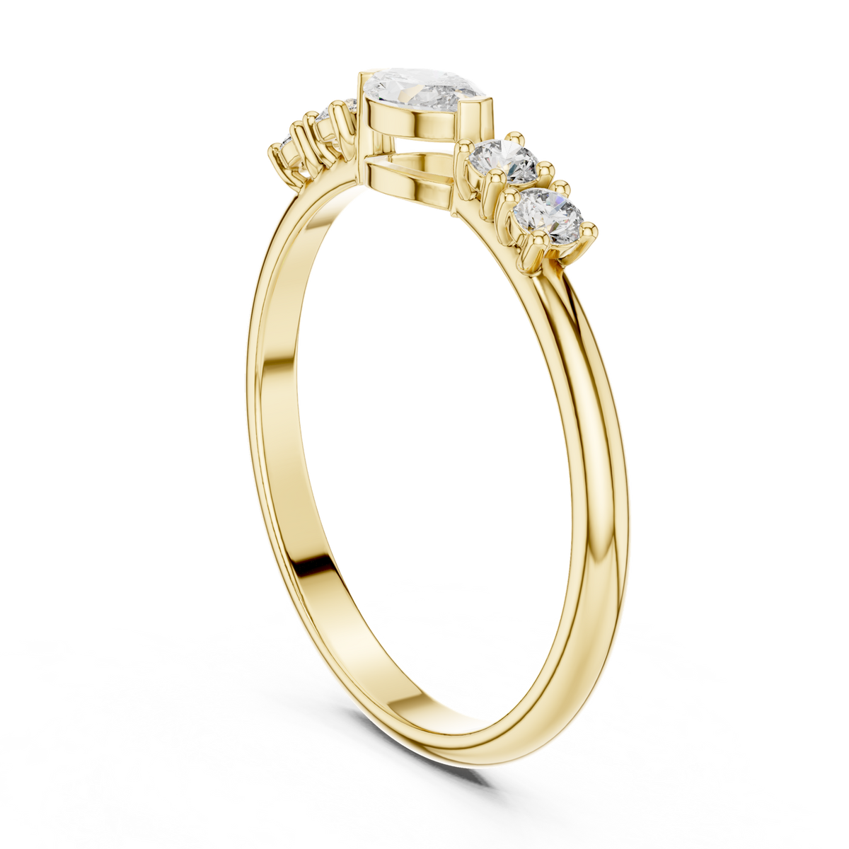 14K Solid Gold Lab Diamond Solitaire Ring, Yellow Gold, view 1