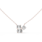 14K Solid Gold Lab Diamond Pendant Necklace, Rose Gold