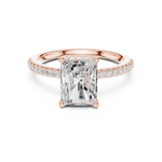 Gold Ring DDLR-177, Radiant center stone, Rose Gold, view 4