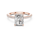 Gold Ring DDLR-177, Radiant center stone, Rose Gold, view 4
