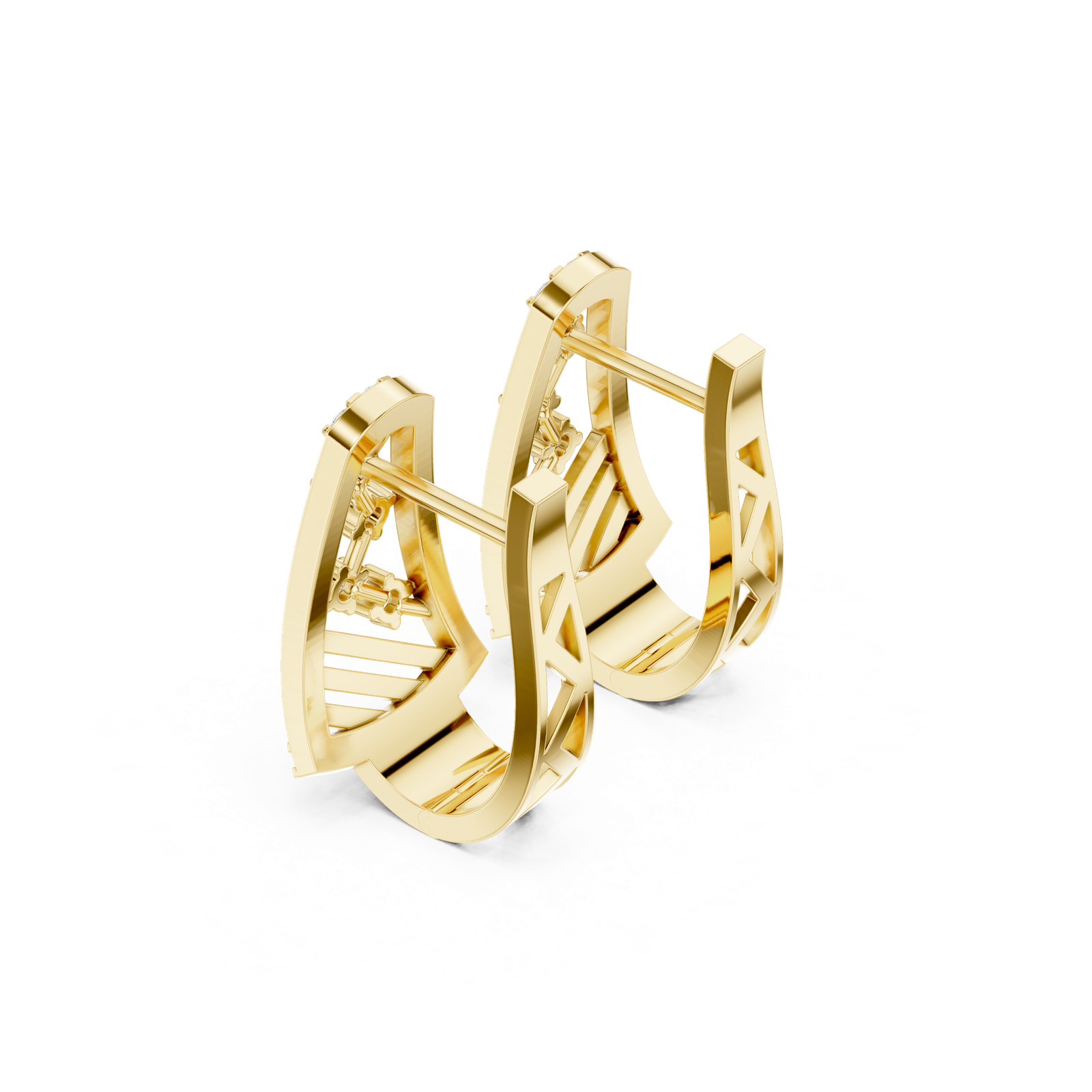 14K Solid Gold Lab Diamond Cluster Earrings, Yellow Gold, view 2