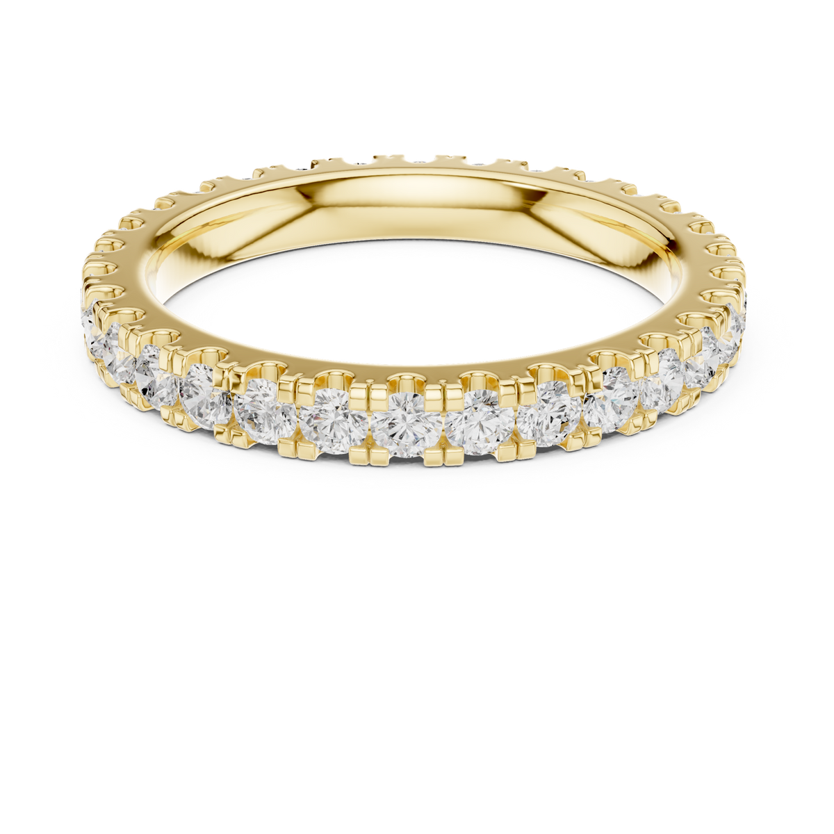 14K Solid Gold Lab Diamond Eternity Ring, Yellow Gold