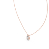 14K Solid Gold Lab Diamond Halo Pendant Necklace, Rose Gold, view 2