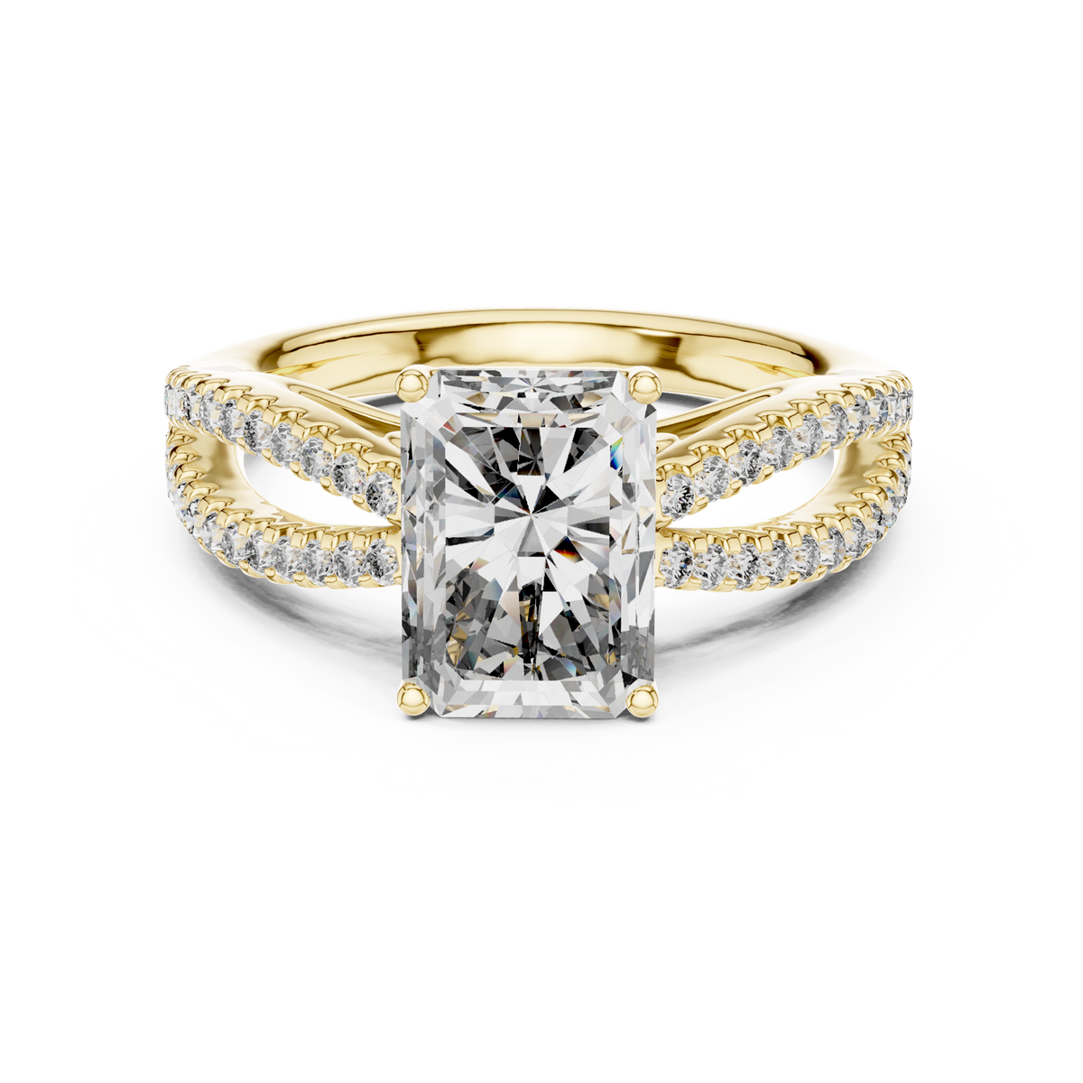 14K Solid Gold Lab Diamond Twist Ring, Yellow Gold