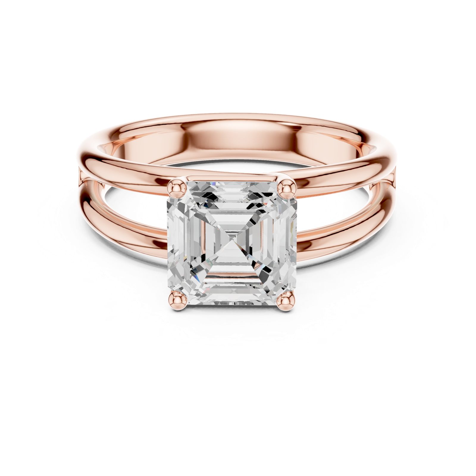Gold Jewelry L36-9, Asscher center stone, Rose Gold, view 4