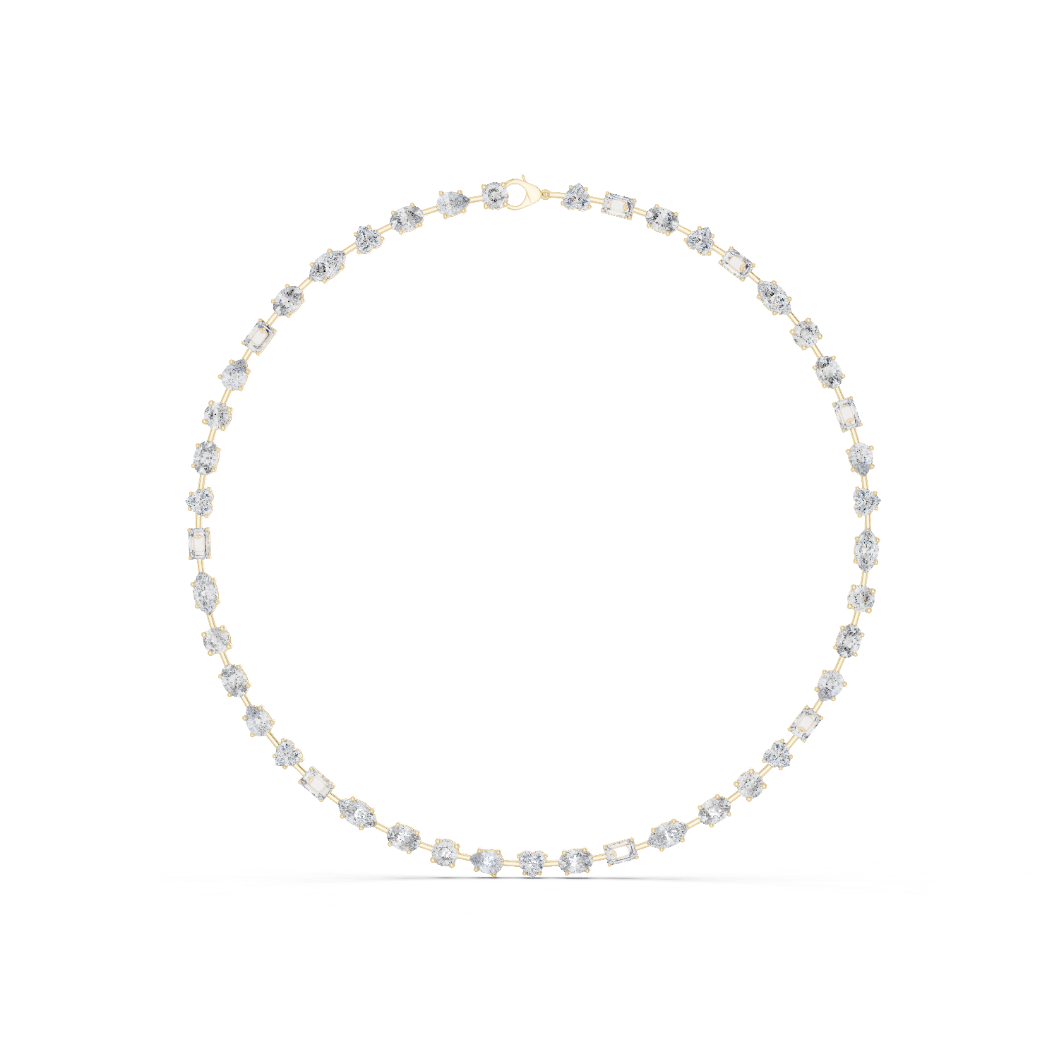 14K Solid Gold Lab Diamond Tennis Necklace, Yellow Gold