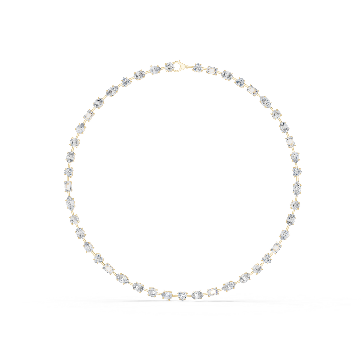 14K Solid Gold Lab Diamond Tennis Necklace, Yellow Gold