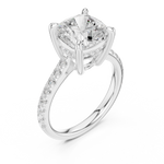 Gold Ring, Cushion center stone, White Gold, view 2