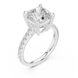 Gold Ring, Cushion center stone, White Gold, view 2