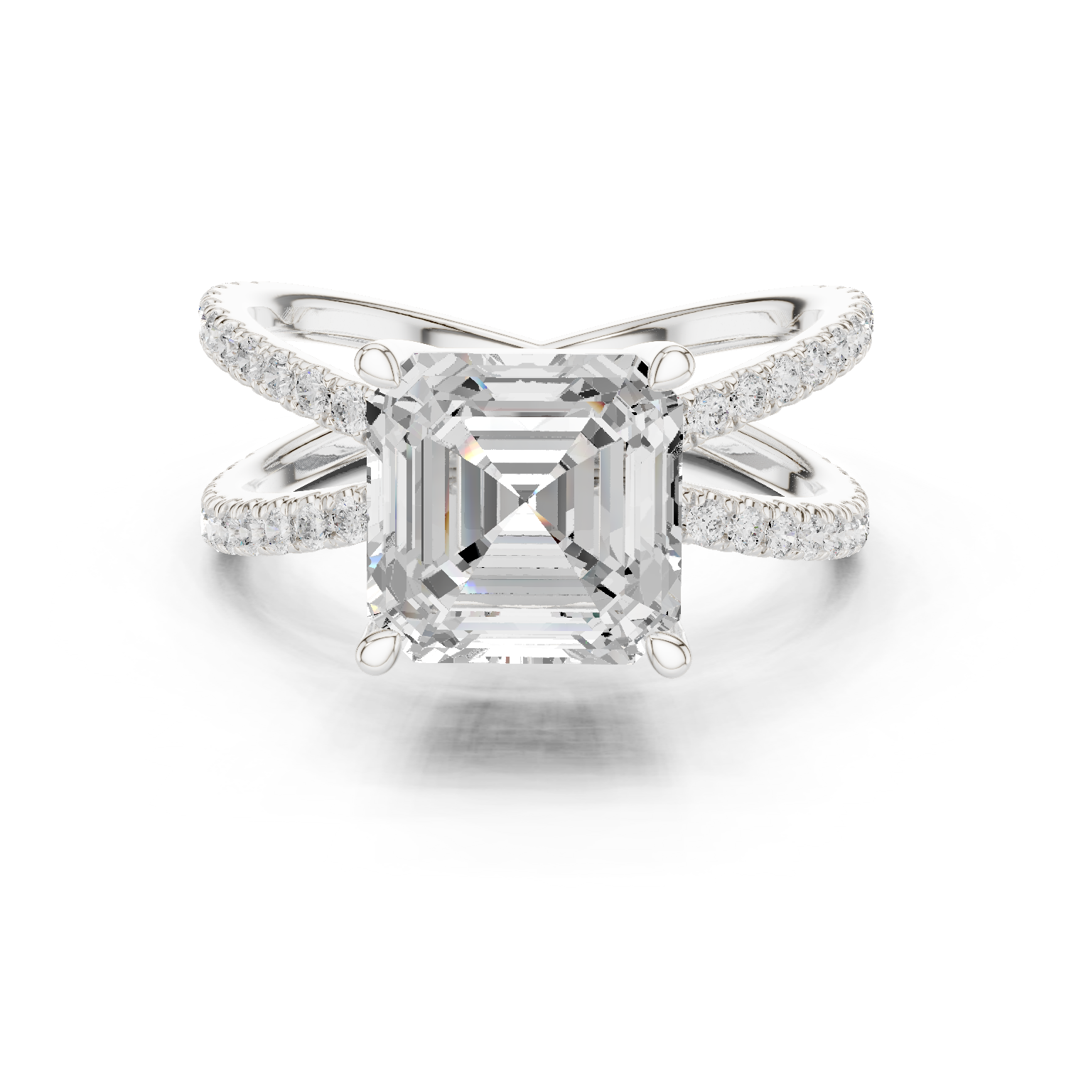 Gold Jewelry, Asscher center stone, White Gold
